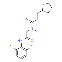ChemSpider 2D Image | 3-Cyclopentyl-N-{2-[(2,6-dichlorophenyl)amino]-2-oxoethyl}-N-methylpropanamide | C17H22Cl2N2O2