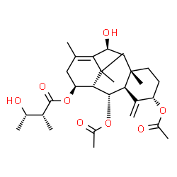 ChemSpider 2D Image | (2alpha,5alpha,10beta,14beta)-2,5-Diacetoxy-10-hydroxytaxa-4(20),11-dien-14-yl (2R,3S)-3-hydroxy-2-methylbutanoate | C29H44O8