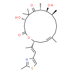 ChemSpider 2D Image | (4S,7R,8S,9S,13Z,16R)-4,8-Dihydroxy-5,5,7,9,13-pentamethyl-16-[(1E)-1-(2-methyl-1,3-thiazol-4-yl)-1-propen-2-yl]oxacyclohexadec-13-ene-2,6-dione | C27H41NO5S