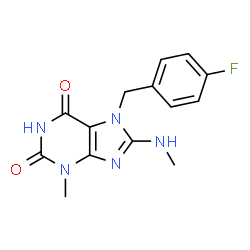 ChemSpider 2D Image | 7-(4-Fluorobenzyl)-3-methyl-8-(methylamino)-3,7-dihydro-1H-purine-2,6-dione | C14H14FN5O2