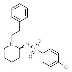 ChemSpider 2D Image | 4-Chloro-N-[(2E)-1-(2-phenylethyl)-2-piperidinylidene]benzenesulfonamide | C19H21ClN2O2S