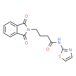 ChemSpider 2D Image | 4-(1,3-Dioxo-1,3-dihydro-2H-isoindol-2-yl)-N-(1,3-thiazol-2-yl)butanamide | C15H13N3O3S