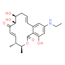 ChemSpider 2D Image | (3S,4R,5E,8R,9S,11E)-14-(Ethylamino)-8,9,16-trihydroxy-3,4-dimethyl-3,4,9,10-tetrahydro-1H-2-benzoxacyclotetradecine-1,7(8H)-dione | C21H27NO6