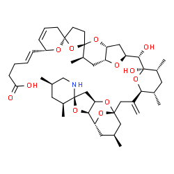 ChemSpider 2D Image | (4E)-5-[(2S,3aR,5R,5'R,6R,6''R,7aR)-2-{(S)-Hydroxy[(2R,3R,5S,6S)-2-hydroxy-3,5-dimethyl-6-{3-[(1'R,2S,2'R,3S,5R,6'R,8'S,10'S)-3,5,10'-trimethyl-8'H-spiro[piperidine-2,4'-[3,7,12]trioxatricyclo[6.3.1.0
~2,6~]dodecan]-8'-yl]-1-propen-2-yl}tetrahydro-2H-pyran-2-yl]methyl}-6-methyl-2,3,3',3'',3a,4',6,6'',7,7a-decahydrodispiro[furo[3,2-b]pyran-5,2'-furan-5',2''-pyran]-6''-yl]-4-pentenoic acid | C47H71NO12
