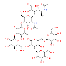 ChemSpider 2D Image | alpha-D-Mannopyranosyl-(1->3)-[alpha-D-mannopyranosyl-(1->3)-[alpha-D-mannopyranosyl-(1->6)]-alpha-D-mannopyranosyl-(1->6)]-beta-D-mannopyranosyl-(1->4)-2-acetamido-2-deoxy-beta-D-glucopyranosyl-(1->4
)-2-acetamido-2-deoxy-D-glucose | C46H78N2O36