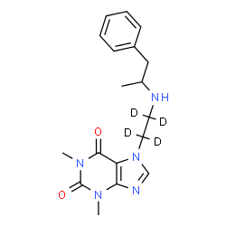 ChemSpider 2D Image | 1,3-Dimethyl-7-{2-[(1-phenyl-2-propanyl)amino](~2~H_4_)ethyl}-3,7-dihydro-1H-purine-2,6-dione | C18H19D4N5O2
