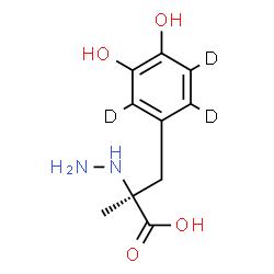 ChemSpider 2D Image | (2S)-3-[3,4-Dihydroxy(~2~H_3_)phenyl]-2-hydrazino-2-methylpropanoic acid | C10H11D3N2O4