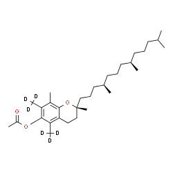 ChemSpider 2D Image | (2R)-2,8-Dimethyl-5,7-bis[(~2~H_3_)methyl]-2-[(4R,8R)-4,8,12-trimethyltridecyl]-3,4-dihydro-2H-chromen-6-yl acetate | C31H46D6O3