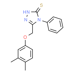 ChemSpider 2D Image | 5-[(3,4-Dimethylphenoxy)methyl]-4-phenyl-2,4-dihydro-3H-1,2,4-triazole-3-thione | C17H17N3OS