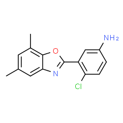 ChemSpider 2D Image | 4-chloro-3-(5,7-dimethylbenzo[d]oxazol-2-yl)aniline | C15H13ClN2O