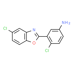 ChemSpider 2D Image | 4-Chloro-3-(5-chloro-1,3-benzoxazol-2-yl)aniline | C13H8Cl2N2O
