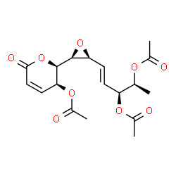 ChemSpider 2D Image | (1E,3S,4S)-1-{(2S,3S)-3-[(2R,3S)-3-Acetoxy-6-oxo-3,6-dihydro-2H-pyran-2-yl]-2-oxiranyl}-1-pentene-3,4-diyl diacetate | C18H22O9