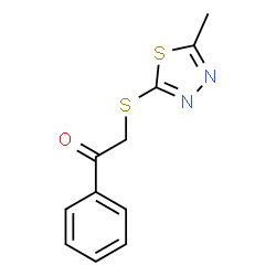 ChemSpider 2D Image | 2-[(5-Methyl-1,3,4-thiadiazol-2-yl)sulfanyl]-1-phenylethanone | C11H10N2OS2