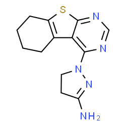 ChemSpider 2D Image | 1-(5,6,7,8-Tetrahydro[1]benzothieno[2,3-d]pyrimidin-4-yl)-4,5-dihydro-1H-pyrazol-3-amine | C13H15N5S