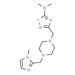 ChemSpider 2D Image | N,N-Dimethyl-3-({4-[(1-methyl-1H-imidazol-2-yl)methyl]-1-piperazinyl}methyl)-1,2,4-thiadiazol-5-amine | C14H23N7S