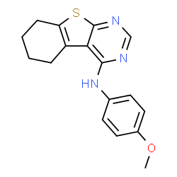 ChemSpider 2D Image | N-(4-Methoxyphenyl)-5,6,7,8-tetrahydro[1]benzothieno[2,3-d]pyrimidin-4-amine | C17H17N3OS