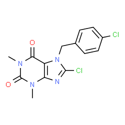 ChemSpider 2D Image | 8-Chloro-7-(4-chlorobenzyl)-1,3-dimethyl-3,7-dihydro-1H-purine-2,6-dione | C14H12Cl2N4O2