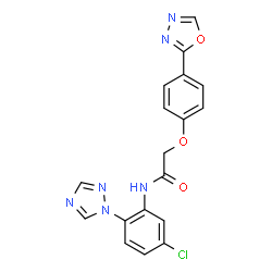 ChemSpider 2D Image | N-[5-Chloro-2-(1H-1,2,4-triazol-1-yl)phenyl]-2-[4-(1,3,4-oxadiazol-2-yl)phenoxy]acetamide | C18H13ClN6O3