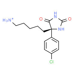ChemSpider 2D Image | 5-[(4R)-4-(4-Chlorophenyl)-2,5-dioxo-4-imidazolidinyl]-1-pentanaminium | C14H19ClN3O2