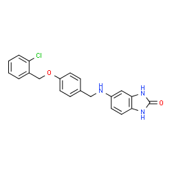 ChemSpider 2D Image | 5-({4-[(2-Chlorobenzyl)oxy]benzyl}amino)-1,3-dihydro-2H-benzimidazol-2-one | C21H18ClN3O2
