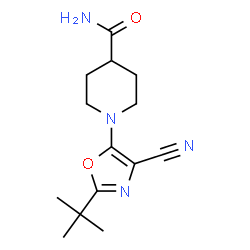 ChemSpider 2D Image | 1-[4-Cyano-2-(2-methyl-2-propanyl)-1,3-oxazol-5-yl]-4-piperidinecarboxamide | C14H20N4O2