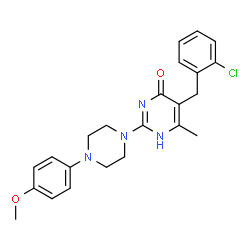 ChemSpider 2D Image | 5-(2-Chlorobenzyl)-2-[4-(4-methoxyphenyl)-1-piperazinyl]-6-methyl-4(1H)-pyrimidinone | C23H25ClN4O2