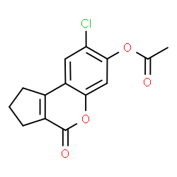 ChemSpider 2D Image | 8-Chloro-4-oxo-1,2,3,4-tetrahydrocyclopenta[c]chromen-7-yl acetate | C14H11ClO4
