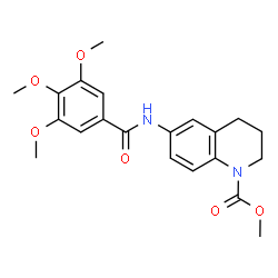 ChemSpider 2D Image | Methyl 6-[(3,4,5-trimethoxybenzoyl)amino]-3,4-dihydro-1(2H)-quinolinecarboxylate | C21H24N2O6