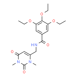 ChemSpider 2D Image | N-[(1,3-Dimethyl-2,6-dioxo-1,2,3,6-tetrahydro-4-pyrimidinyl)methyl]-3,4,5-triethoxybenzamide | C20H27N3O6