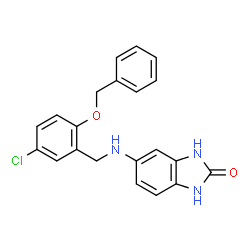 ChemSpider 2D Image | 5-{[2-(Benzyloxy)-5-chlorobenzyl]amino}-1,3-dihydro-2H-benzimidazol-2-one | C21H18ClN3O2