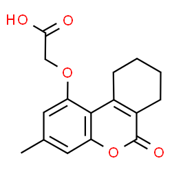 ChemSpider 2D Image | (3-METHYL-6-OXO-7,8,9,10-TETRAHYDRO-6H-BENZO(C)CHROMEN-1-YLOXY)-ACETIC ACID | C16H16O5