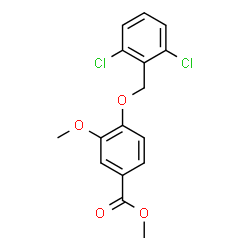 ChemSpider 2D Image | Methyl 4-[(2,6-dichlorobenzyl)oxy]-3-methoxybenzoate | C16H14Cl2O4