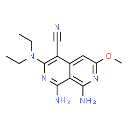 ChemSpider 2D Image | 1,8-Diamino-3-(diethylamino)-6-methoxy-2,7-naphthyridine-4-carbonitrile | C14H18N6O