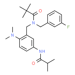 ChemSpider 2D Image | N-[2-(Dimethylamino)-5-(isobutyrylamino)benzyl]-N-(3-fluorobenzyl)-2,2-dimethylpropanamide | C25H34FN3O2