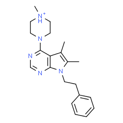 ChemSpider 2D Image | 4-[5,6-Dimethyl-7-(2-phenylethyl)-7H-pyrrolo[2,3-d]pyrimidin-4-yl]-1-methylpiperazin-1-ium | C21H28N5