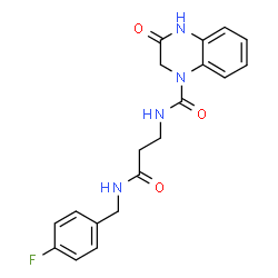 ChemSpider 2D Image | N-{3-[(4-Fluorobenzyl)amino]-3-oxopropyl}-3-oxo-3,4-dihydro-1(2H)-quinoxalinecarboxamide | C19H19FN4O3