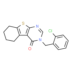 ChemSpider 2D Image | 3-(2-Chlorobenzyl)-5,6,7,8-tetrahydro[1]benzothieno[2,3-d]pyrimidin-4(3H)-one | C17H15ClN2OS