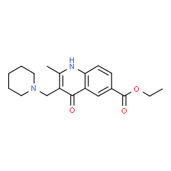 ChemSpider 2D Image | Ethyl 4-hydroxy-2-methyl-3-(piperidin-1-ylmethyl)quinoline-6-carboxylate | C19H24N2O3