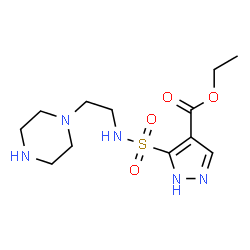 ChemSpider 2D Image | Ethyl 5-{[2-(1-piperazinyl)ethyl]sulfamoyl}-1H-pyrazole-4-carboxylate | C12H21N5O4S