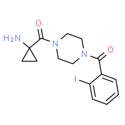 ChemSpider 2D Image | (1-Aminocyclopropyl)[4-(2-iodobenzoyl)-1-piperazinyl]methanone | C15H18IN3O2