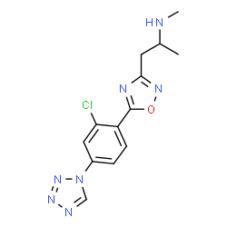 ChemSpider 2D Image | 1-{5-[2-Chloro-4-(1H-tetrazol-1-yl)phenyl]-1,2,4-oxadiazol-3-yl}-N-methyl-2-propanamine | C13H14ClN7O
