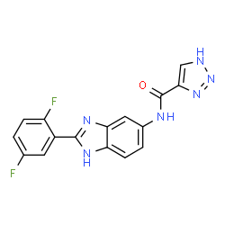ChemSpider 2D Image | N-[2-(2,5-Difluorophenyl)-1H-benzimidazol-5-yl]-1H-1,2,3-triazole-4-carboxamide | C16H10F2N6O