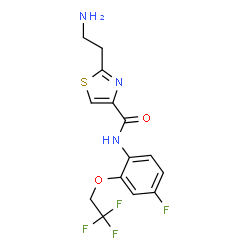 ChemSpider 2D Image | 2-(2-Aminoethyl)-N-[4-fluoro-2-(2,2,2-trifluoroethoxy)phenyl]-1,3-thiazole-4-carboxamide | C14H13F4N3O2S