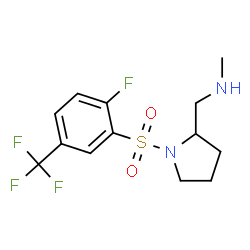 ChemSpider 2D Image | 1-(1-{[2-Fluoro-5-(trifluoromethyl)phenyl]sulfonyl}-2-pyrrolidinyl)-N-methylmethanamine | C13H16F4N2O2S