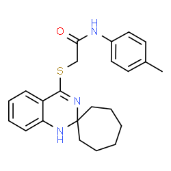ChemSpider 2D Image | N-(4-Methylphenyl)-2-(1'H-spiro[cycloheptane-1,2'-quinazolin]-4'-ylsulfanyl)acetamide | C23H27N3OS