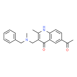 ChemSpider 2D Image | 6-Acetyl-3-{[benzyl(methyl)amino]methyl}-2-methyl-4(1H)-quinolinone | C21H22N2O2