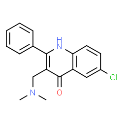 ChemSpider 2D Image | 6-Chloro-3-[(dimethylamino)methyl]-2-phenylquinolin-4-ol | C18H17ClN2O