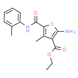 ChemSpider 2D Image | ethyl 2-amino-4-methyl-5-(2-toluidinocarbonyl)-3-thiophenecarboxylate | C16H18N2O3S