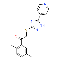 ChemSpider 2D Image | 1-(2,5-Dimethylphenyl)-2-{[5-(4-pyridinyl)-1H-1,2,4-triazol-3-yl]sulfanyl}ethanone | C17H16N4OS