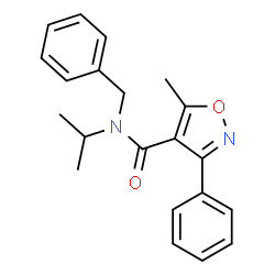 ChemSpider 2D Image | N-Benzyl-N-isopropyl-5-methyl-3-phenyl-1,2-oxazole-4-carboxamide | C21H22N2O2
